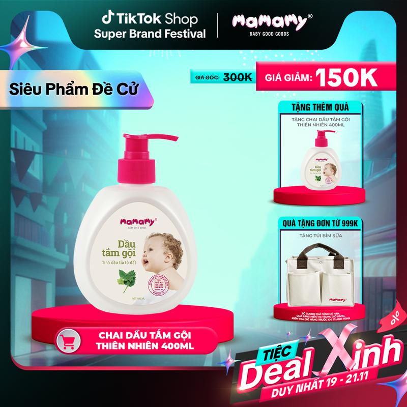 KOC SBF MUA 1 TẶNG 1 MUA 1 chai dầu tắm gội cao cấp chính hãng cho bé từ sơ sinh gốc thực vật thiên nhiên dịu lành 400ml TẶNG 1 chai cùng loại