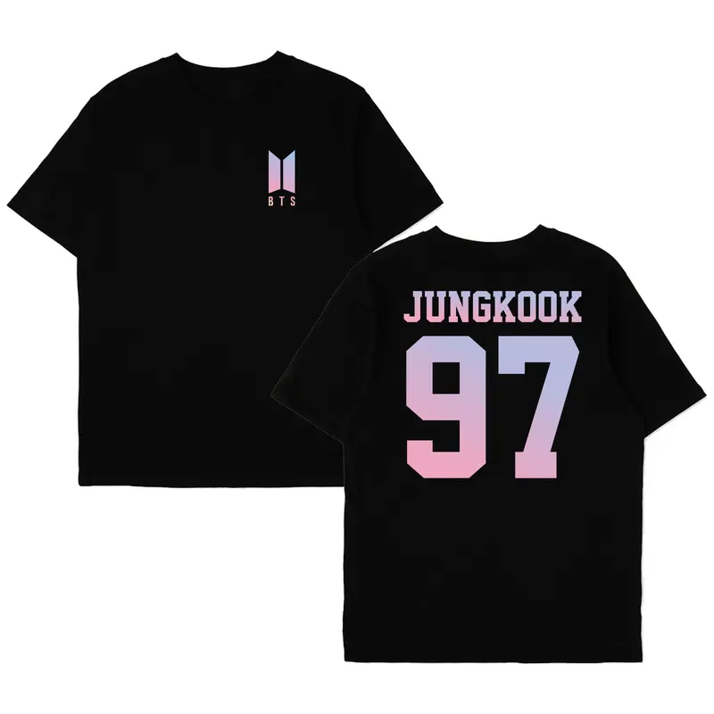 Kaos hitam Bangtan Logo BTS purple request nama dan nomor member purple 0