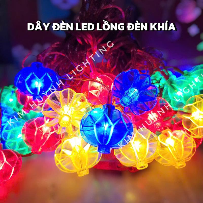 Dây đèn Led Lồng Đèn Khía size 3CM trang trí Trung Thu Lễ Tết Cưới Hỏi cắm điện