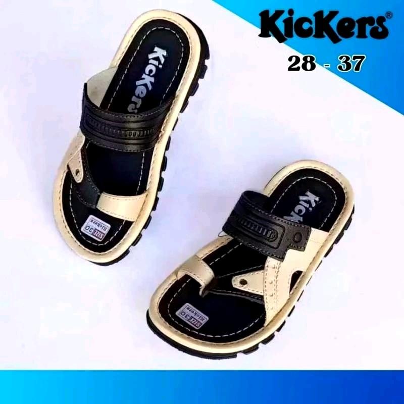 Promo Sandal Anak / Sandal Ank kickrs /Sandal Ank Kulit/ Sandal Anak SD/ Sandal Japit Motif 2 Warna/ size 28-37 Usia 3-10 Tahun Sepatu Fashion Karet 4