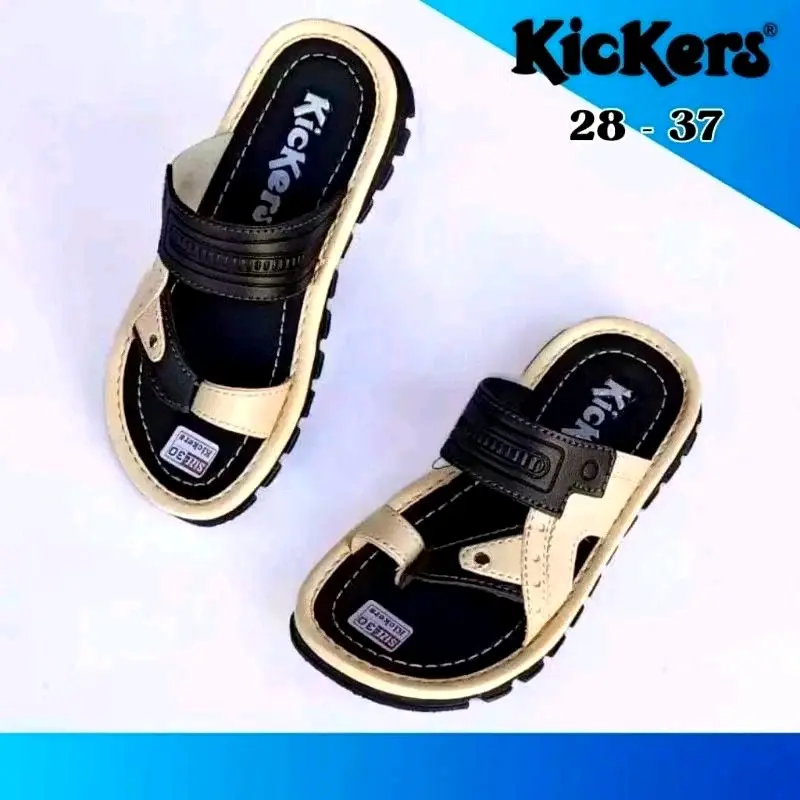 Promo Sandal Anak / Sandal Ank kickrs /Sandal Ank Kulit/ Sandal Anak SD/ Sandal Japit Motif 2 Warna/ size 28-37 Usia 3-10 Tahun Sepatu Fashion Karet 4