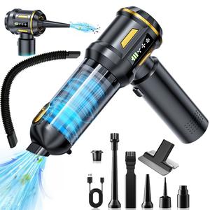 LEDディスプレイ付き高出力ハンディ掃除機、USB充電式、4-in-1多機能、車・自宅・ペットの毛掃除用、耐久性のあるプラスチックボディ