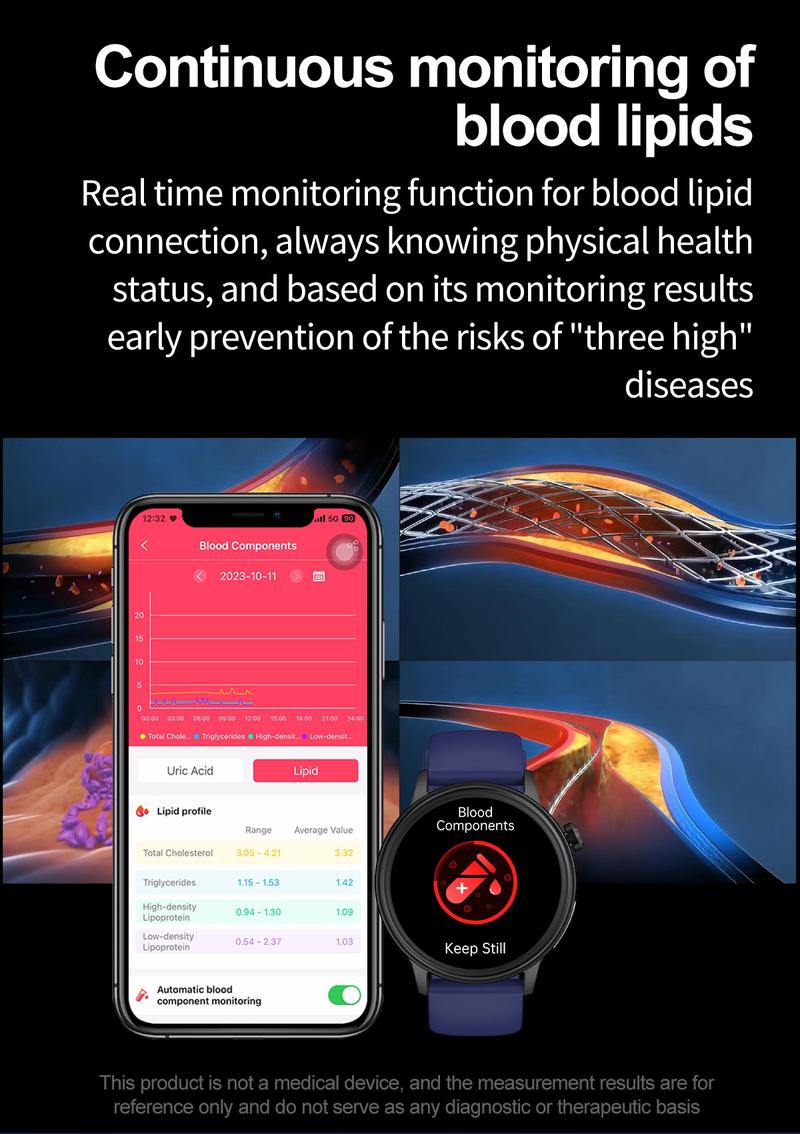 Product Introduction of Jam tangan pintar Non-Invasive Blood Glucose Blood Lipid Uric Acid Smartwatch ECG Body Temperature Blood Pressure Monitoring Untuk Pria Wanita Bluetooth Call Tahan air Bracelet VS ET481 ET310 ET470 13
