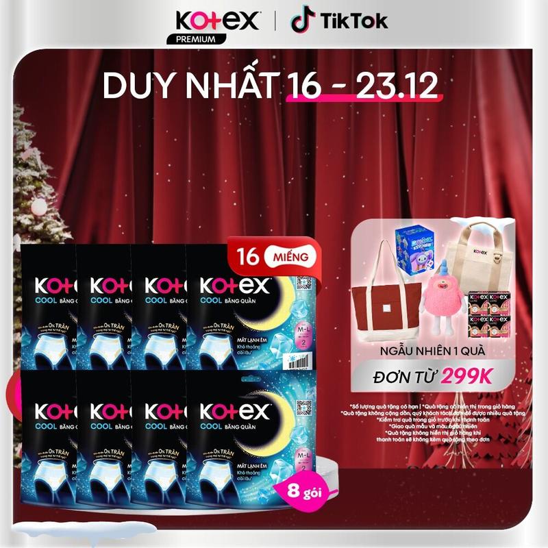 Combo 16 Băng vệ sinh Kotex Dạng Quần Cool cỡ M L 2 Miếng