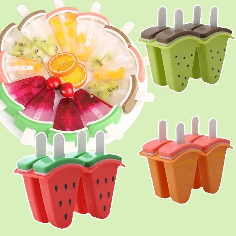 4 Grids Ice Cream Mold Popsicle Mold Form for Ice Cream Maker Fruit Ice Cube Mould Homemade