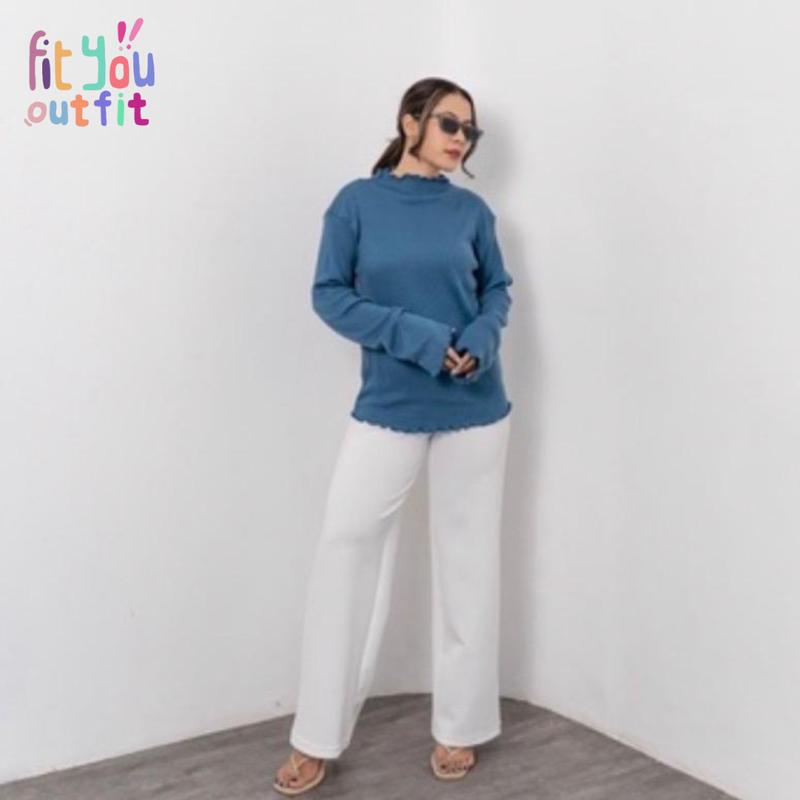 Fityoutfit - Sania Top - Atasan Wanita Panjang Basic Rib Knit Casual Nyaman Knitwear 1