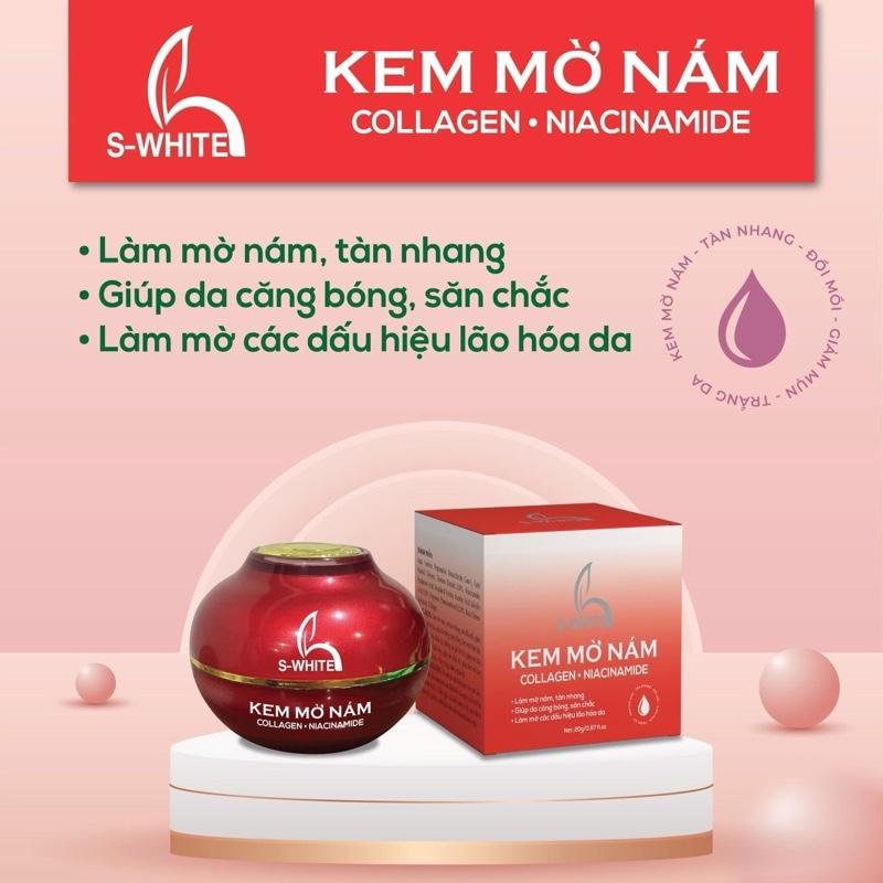  S-White Kem Mờ Nám Collagen Niacinamide 20g Dưỡng Da Mặt Giảm Nám Tàn Nhang Đồi Mồi Làm Mờ Thâm Sạm Đều Màu Da 