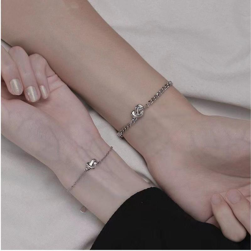 Vòng Tay Bạc Cặp Đôi, Chất Lượng Cao Cấp S925, Thiết Kế Hình Trái Tim, Đơn Giản Và Thời Trang 4