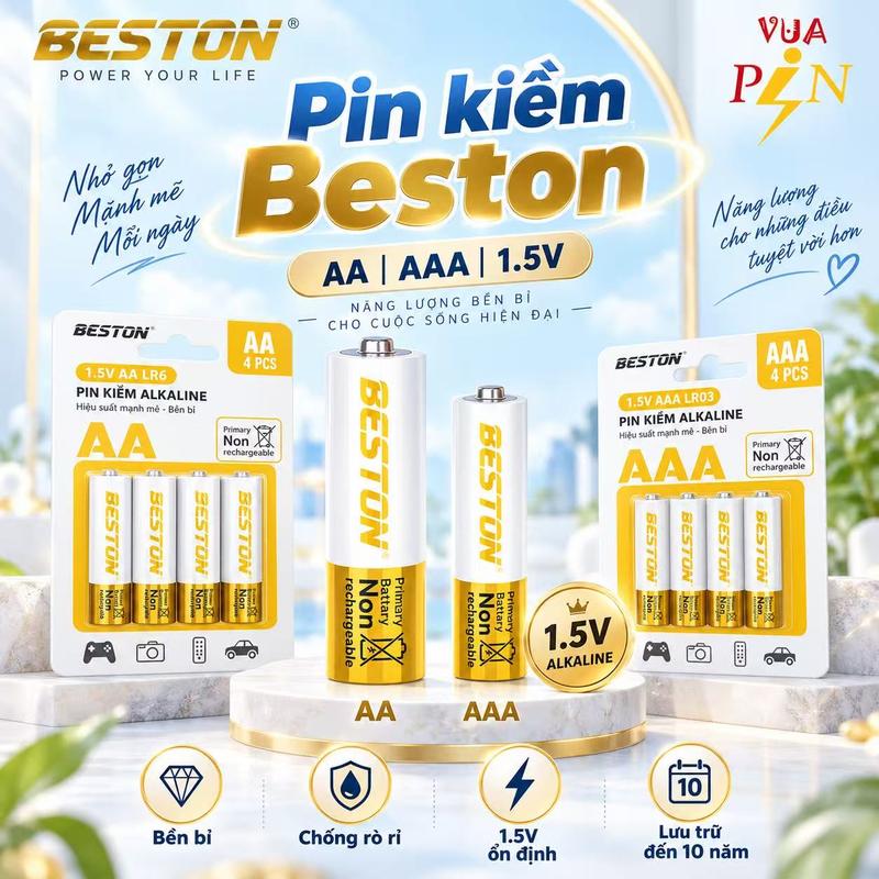 BESTON Pin Kiềm AA/AAA 1.5V - Dùng Một Lần, Chống Rò Rỉ, Dung Lượng Cao, Bền…