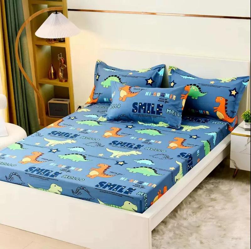Product Introduction of 100% Cotton Bed Fitted Sheets With Elastic +2pc Pillowcases Adult Kids Girls Princess Twin Full King Queen Mattress Cover B84 13