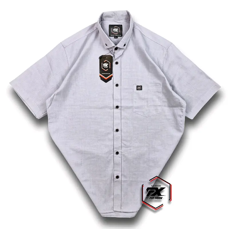 Kemeja Polos  Hitam Premium  Basic  Lengan Pendek Fix-Man  Baju  Kain  Bahan Sigaret Gread A Tebal Halus Tidak Nerawang Ready Ukuran  Standar  M Sampai XXXL  Fit Jumbo Pria 4