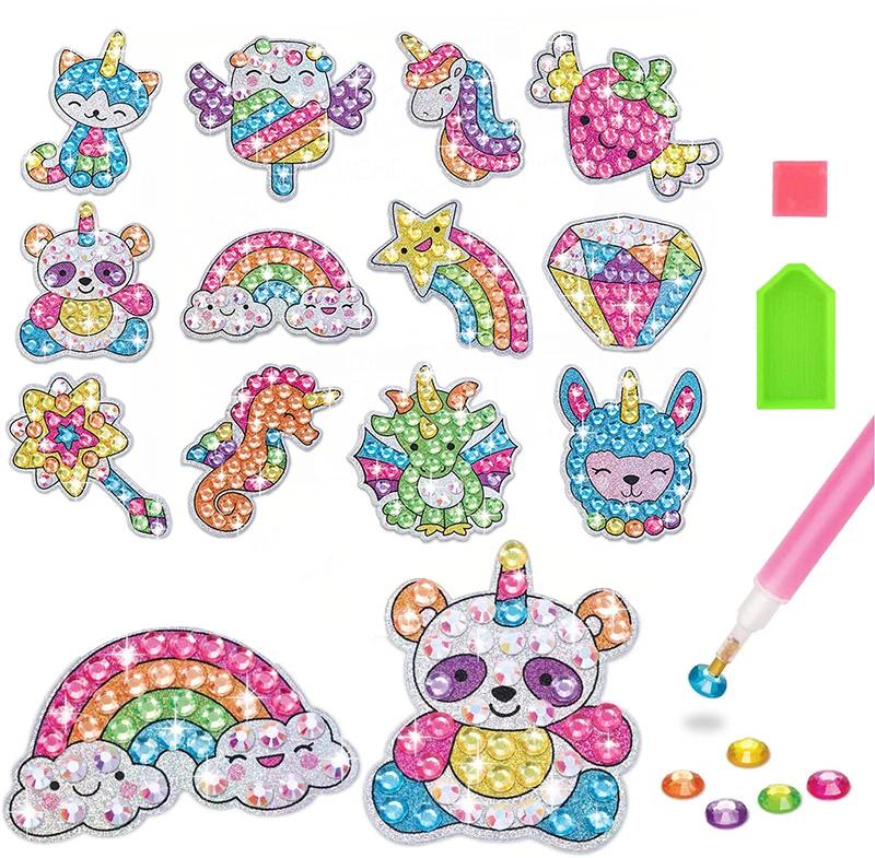 Product Introduction of 12 Create Big Gem Diamond Painting Sticker Kit Art Craft Girls Boys Unicorn Animal Sealife Magical Mosaic Dot Sticky Toys Gifts 1