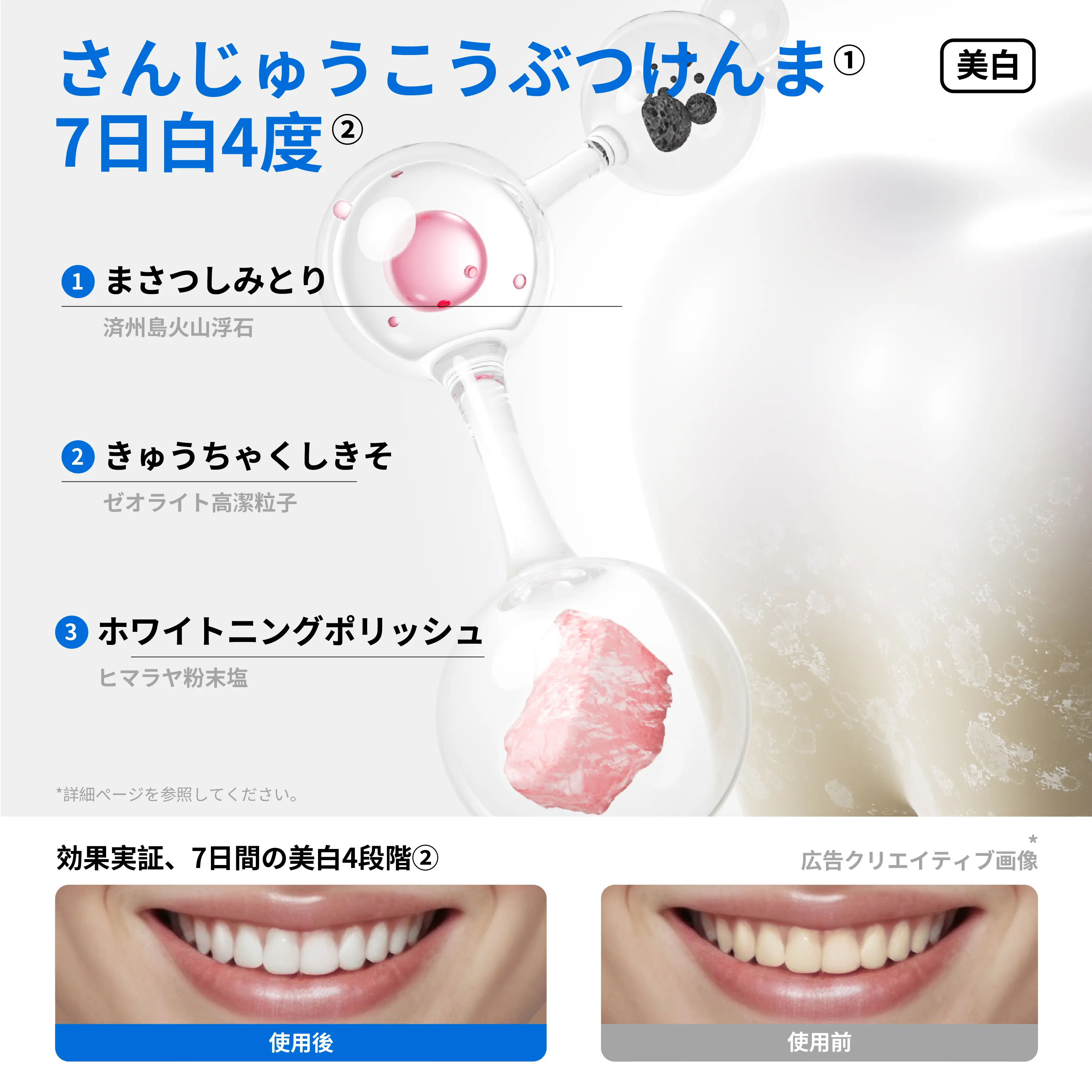Canban参半 沸石美白歯磨き粉 3重汚れ・色落ち汚れ除去 7日間の美白4