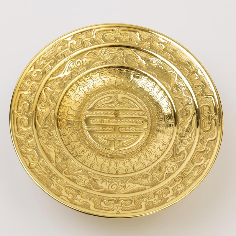 Dĩa Trái Cây Ngũ Phúc Kim Tiền Cao 10cm x Rộng 25cm Nặng 1kg Bằng Đồng dùng Trong Thờ Cúng Thương Hiệu Thuận Phát Bảo Hành 5 Năm