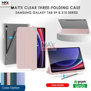 Case untuk Samsung Galaxy Tab S9 / S9 FE / S9FE PLUS/ S9+ S10 S10FE LITE 12.4 10.9 11 Inch 5G Wifi Folding Softcase Slot Pen Case Casing Cover Sarung penutupTablet Standing Warna Matte Pastel Hardcase Silikon Hijau Biru