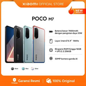 POCO M7 (8GB/256GB) Baterai besar 7000mAh dengan pengisian daya 33W | Layar imersif 6.9" 144Hz | Ekspansi RAM hingga 16GB + UFS 2.2 256GB | 50MP kamera ganda AI [Official Store]