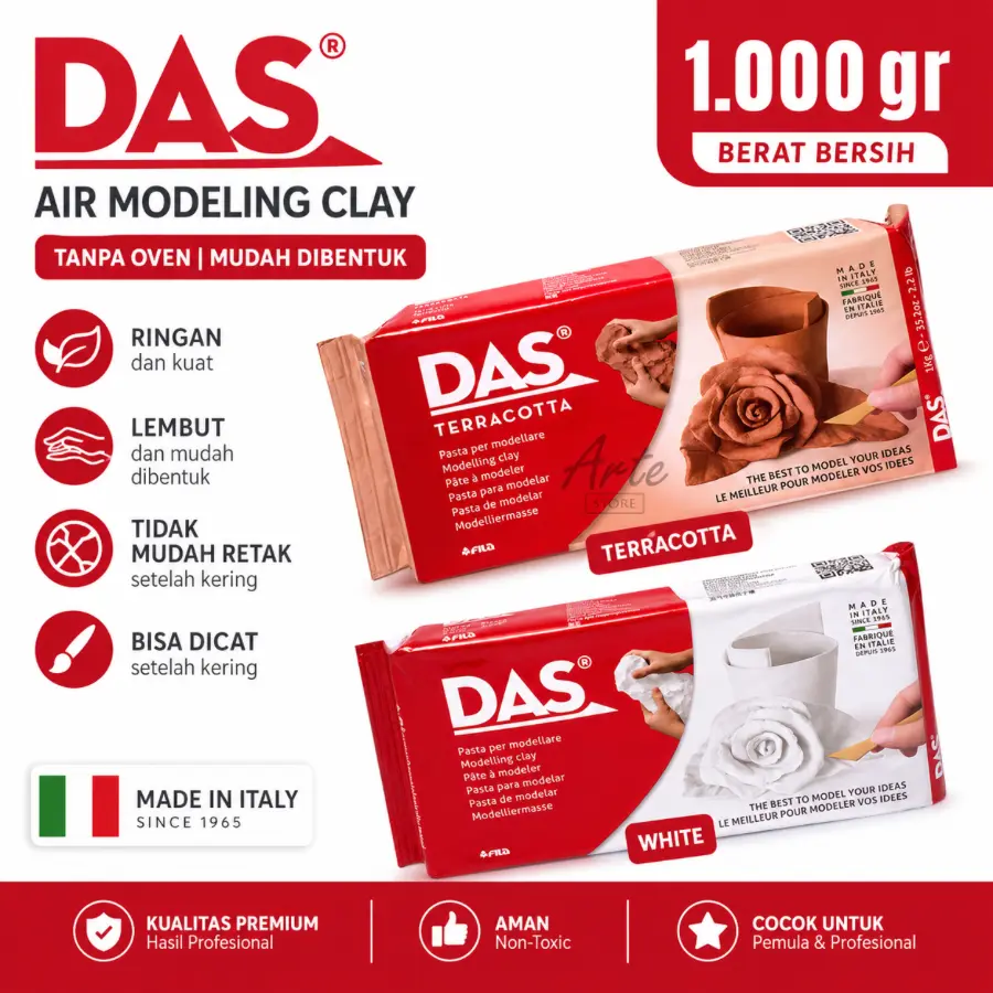 DAS Modelling Air Drying Clay 1000gr / 1 Kg - Tanah Liat Tanpa Oven - Pottery