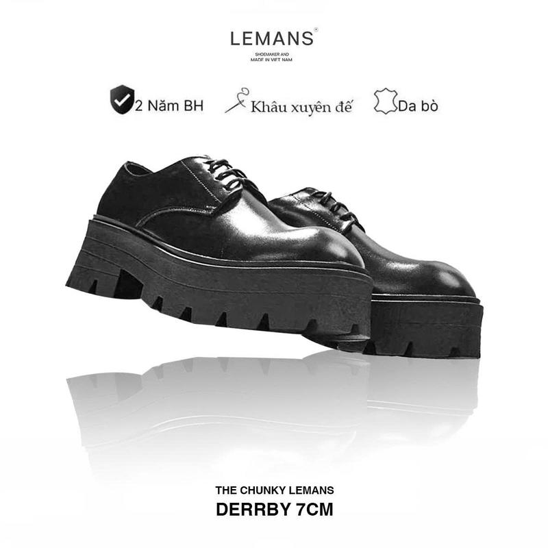  Giày 7cm - The Chunky Lemans Derby nam - Giày da bò nguyên tấm Đế chunky cao 7cm khâu đế Bảo hành chính hãng 24 tháng 