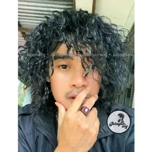 Wig Rambut Palsu Pria Ikal Model Harujuku