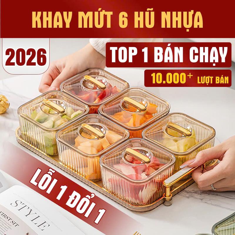  Khay mứt đựng bánh kẹo tết  khay mứt chất liệu nhựa Acrylic sang trọng chống bụi  _ Vs405 Chống Bụi 