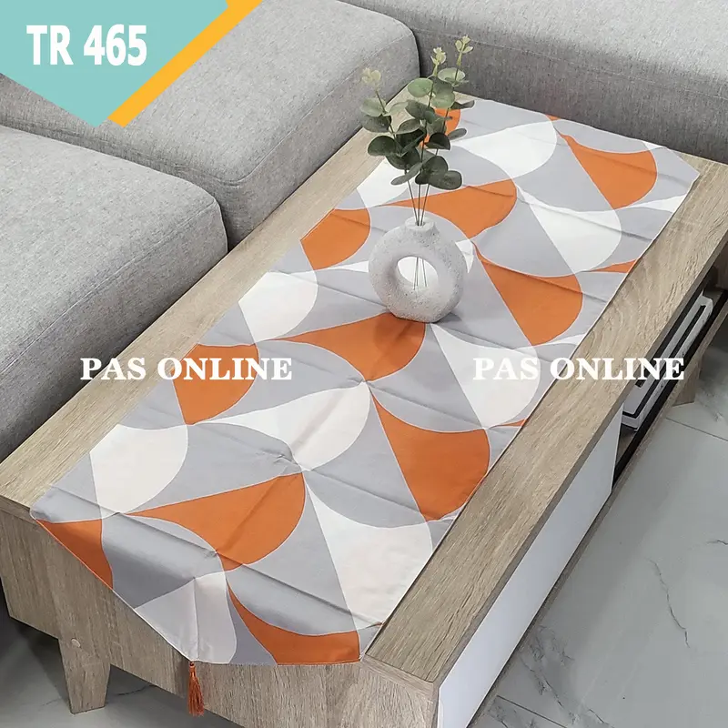 Table Runner / Taplak Meja Berbahan Kain Katun Polyseter dengan Tassel, Ukuran 120x40cm -  TR 5