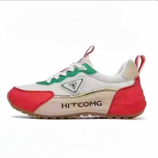  K-52 Giày thể thao Nam Nữ màu kem đỏ phối hoạ tiết xanh vải rệt lưới phối da thoáng khí êm chân.phong cách hàn quốc. K-52  