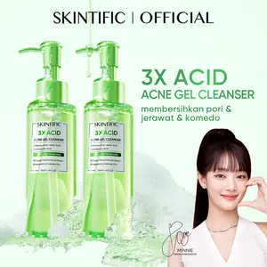 SKINTIFIC3X Acne Cleanser Acid Acne Gel Cleanser 120ml Salicilyc Acid Facial Wash Cleanses Excess Sebum Face Wash Sabun Cuci Muka Acner Glowing Barrier Brightening Whitening Blackhead Removal Calming with 3X ACID Complex