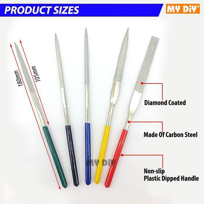 Product Introduction of 7inch 180mm 5pcs Diamond Needle File Set Non Slip Handle Kikir Jarum 2