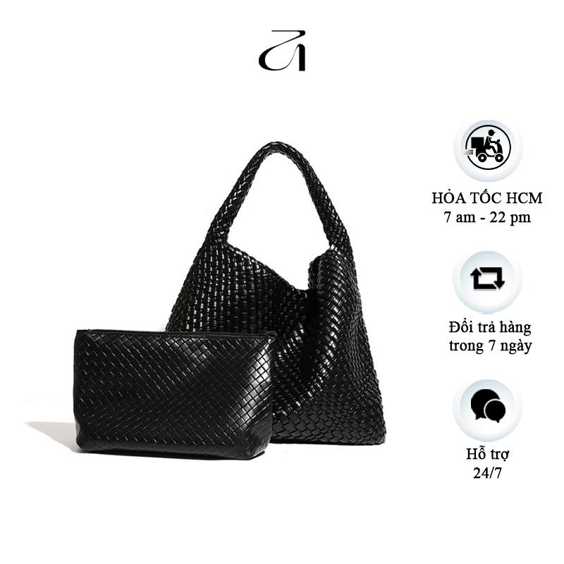 HOT DEAL Túi tote da nữ dệt thủ công DY Nami 35 x 14 x 33cm màu đen