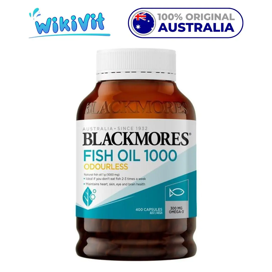 BLACKMORES Odourless Fish Oil 1000mg 400 Capsules - ORIGINAL AUSTRALIA / Kapsul Omega-3 1000 mg Odorless / No Odor / Vitamin Omega3 Tidak Berbau / Omega 3 Supplement No Odour / Suplemen Minyak Ikan Tanpa Bau