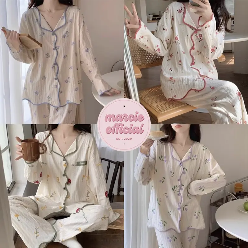 PIYAMA DEWASA KARAKTER LENGAN PANJANG IMPORT KATUN PAKAIAN WANITA TIDUR / BAJU TIDUR SETELAN CELANA PANJANG IMPORT 0