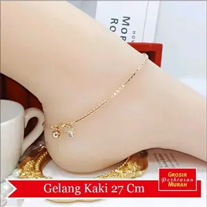 Gelang Kaki Itali Titanium Lapis emas 24k Anti Karat