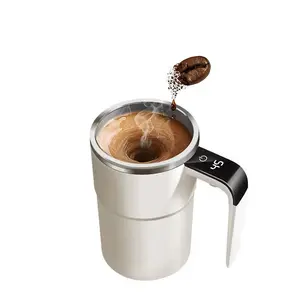 Cangkir Pengaduk Otomatis Magnetik Pengukur Suhu Cerdas Cangkir Kopi Portabel Elektrik Cangkir Bubuk Kocok Protein