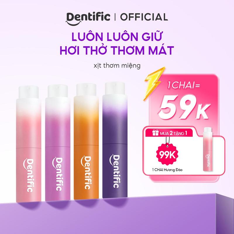  Xịt thơm miệng Dentific hương trái cây thơm mát - Nhỏ gọn dễ mang theo 