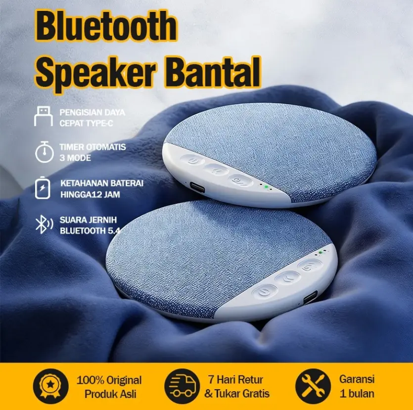 Harman Speaker Akustik Dibawah Bantal HiFi Kualitas Suara Jernih Penyesuaian Suara Profesional Port Tipe-C Pengisian Cepat Speaker Mini Travel untuk Dengar Novel Drama Game - Spiker, Plastik