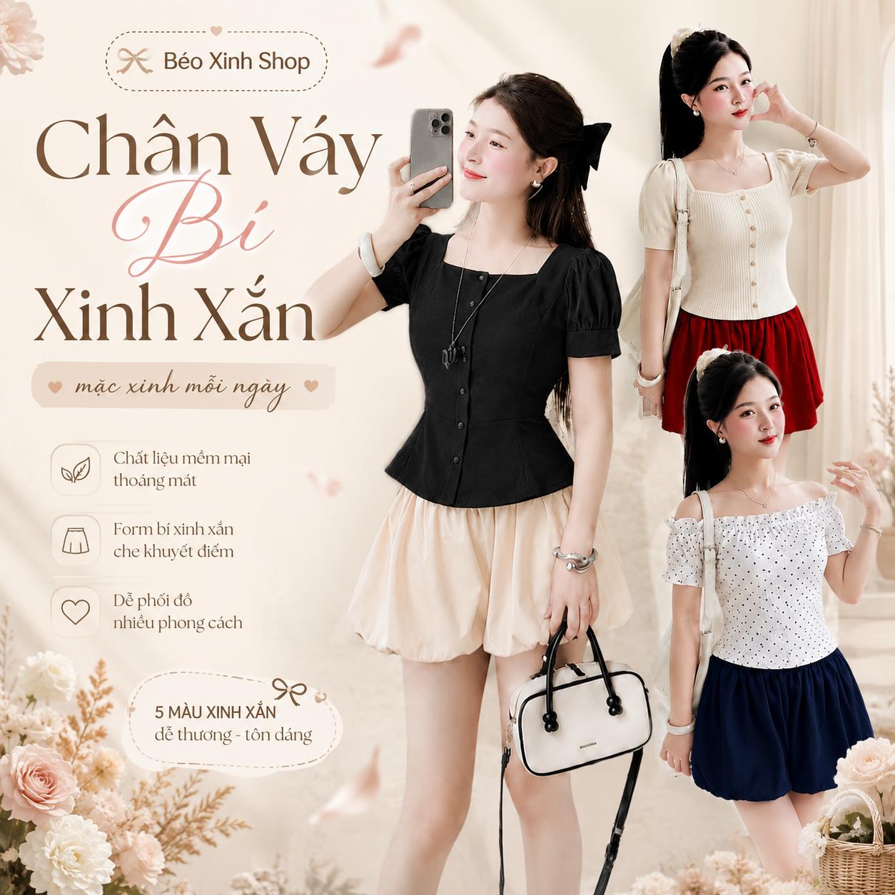 Chân Váy Bí Nữ Bigsize 45-80kg Dáng Phồng Hack Dáng, Váy Lưng Thun Mặc Đi Chơi Đi Biển Cực Xinh A.1835