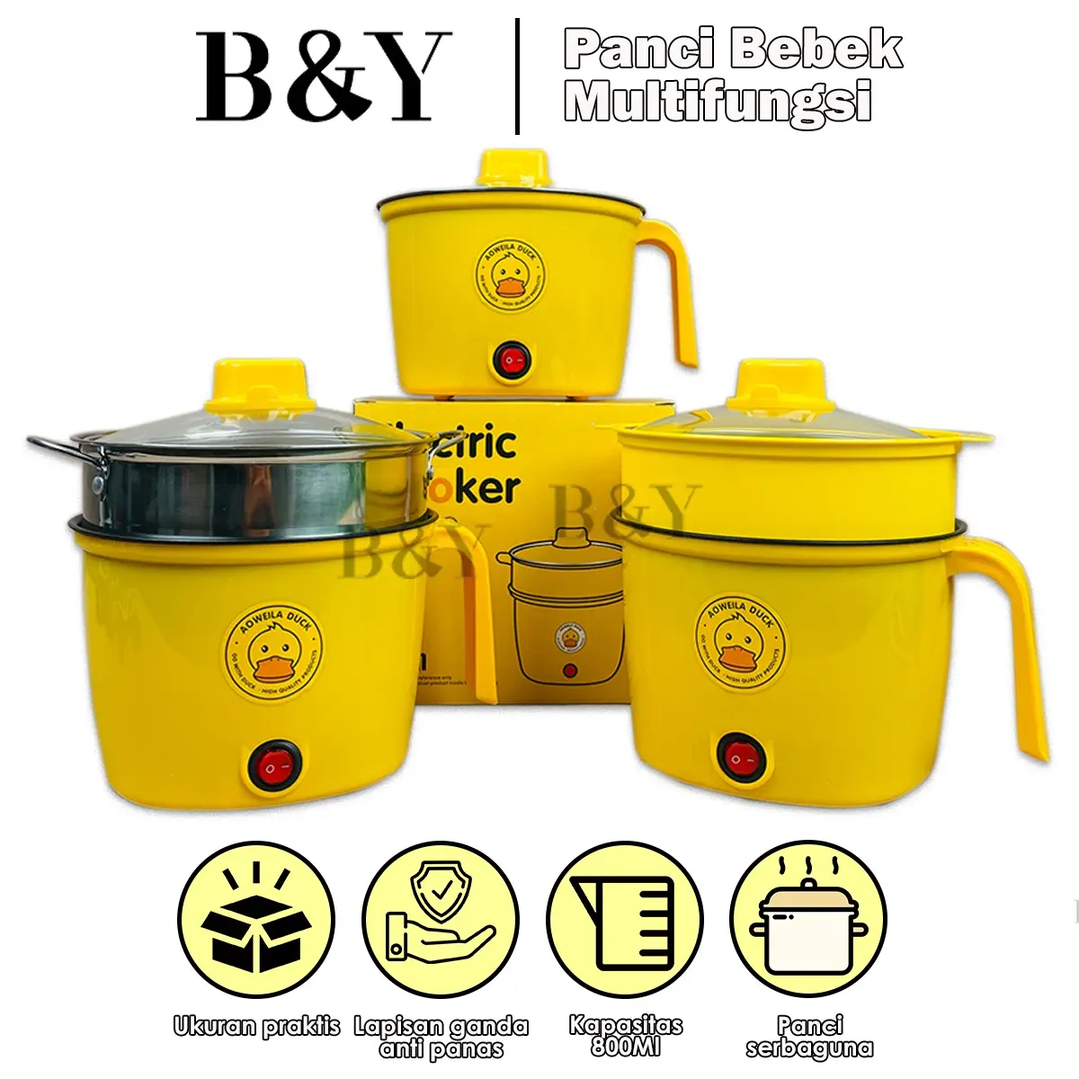 Panci Listrik Bebek Elektrik Cooker Multifungsi Panci Listrik Stainless dan antilengket 0.8L