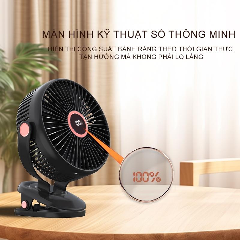 Brezzy Quạt Tích Điện Để Kẹp Bàn Mini Usb Kẹp Xe Đẩy Cho Bé điều Hoà Làm Mát Có Thể Xoay 720° JH-022 2