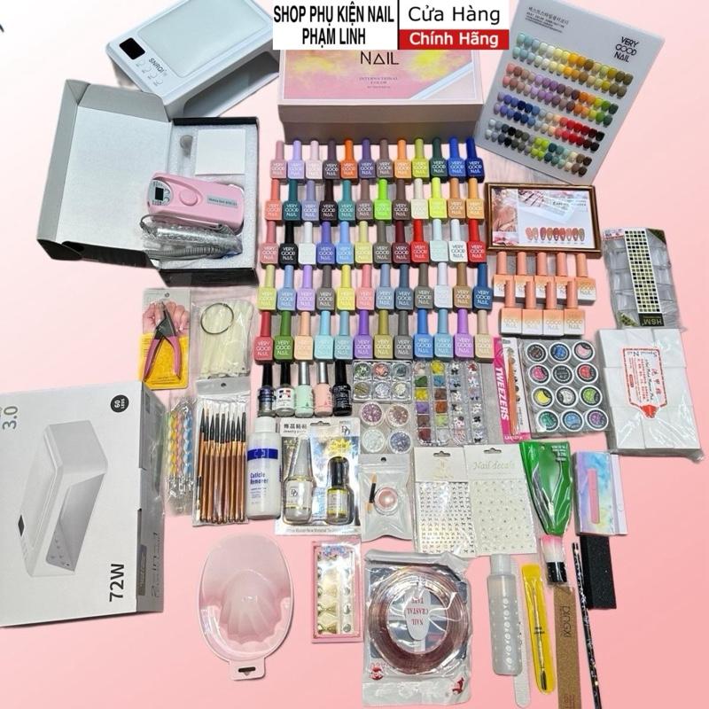 Set Combo Nail đầy đủ chuyên Nghiệp. Nguyên set sơn 60 màu( MÁy mài màu ngẫu nhiên) Máy Hơ T8 Chính Hãng