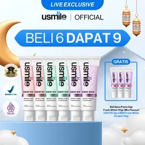 [BELI 6 DAPAT 9] usmile Pasta Gigi Fresh White 6x110gr + Pasta Gigi Fresh White 3x30gr | Odol Parfum Terinspirasi Wangi Parfum Swiss | Menghilangkan Bau Mulut | Whitening Toothpaste | Nafas Segar | Pasta Gigi Whitening | Pemutih Gigi | Gigi Sensitif
