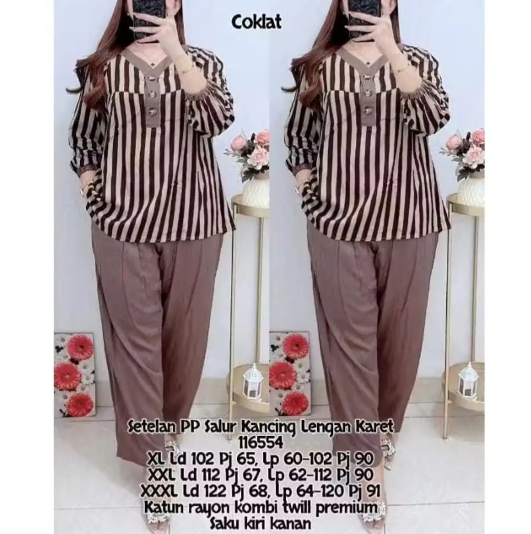 Setelan salur kombinasi Garis / Setelan baju Wanita Salur Kombinasi Kekinian / Oneset Salur viral Kombinasi 2024