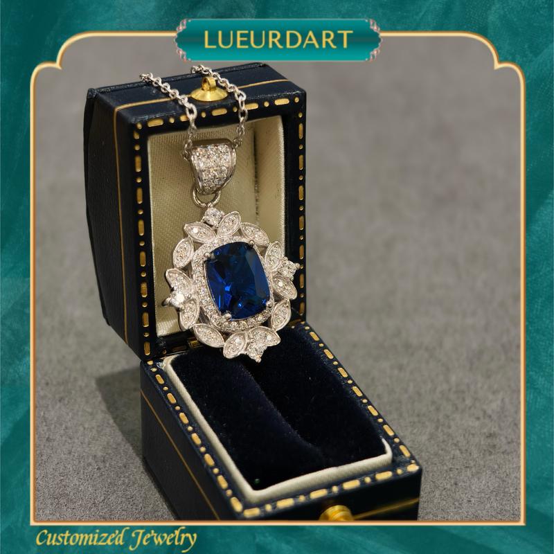 Product Introduction of Dark Blue Vintage European Necklace Ring Earrings 3 Pcs Set s925 silver 2