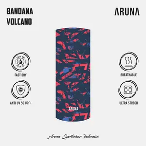Aruna Headwear Multipurpose Masker Bandana Stretch Volcano UPF 50+ Anti UV Quick Dry Outdoor