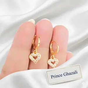 Anting Jepit Titanium Motif Love Bolong, ANTI KARAT tidak alergi Fashion Costume Kids