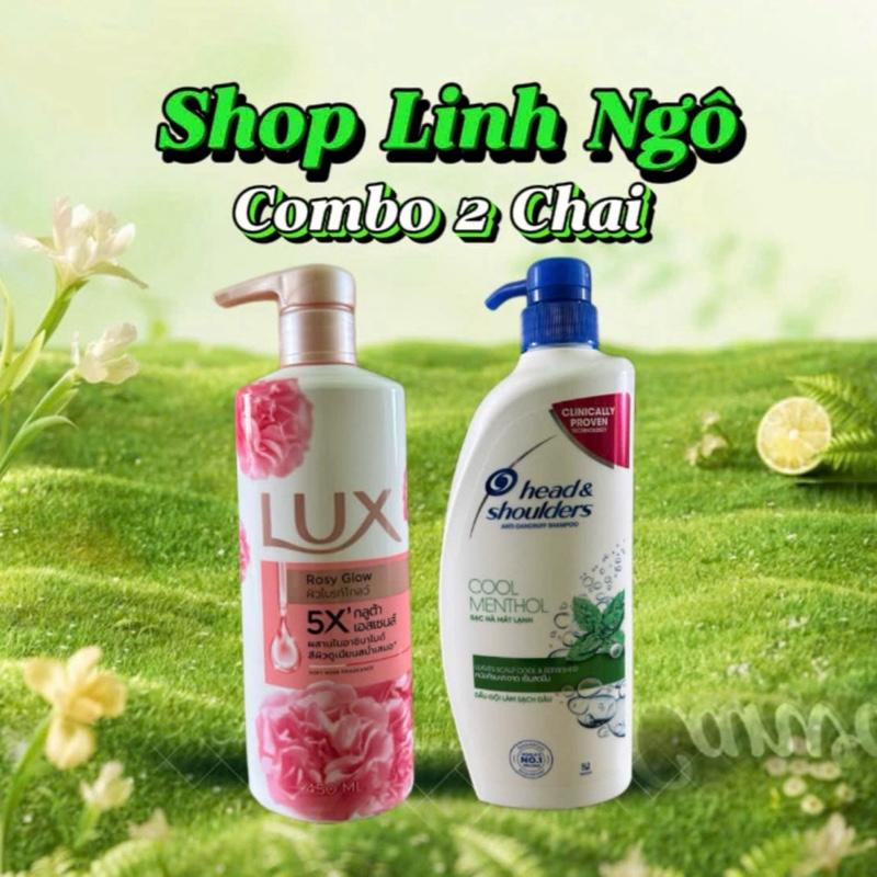   Combo 2Chai    1Chai Dầu Gội Head & Shoulder Thái Lan 370ml +1Chai Sữa Tắm Lux Thái Lan 450ml  Màu Hồng  