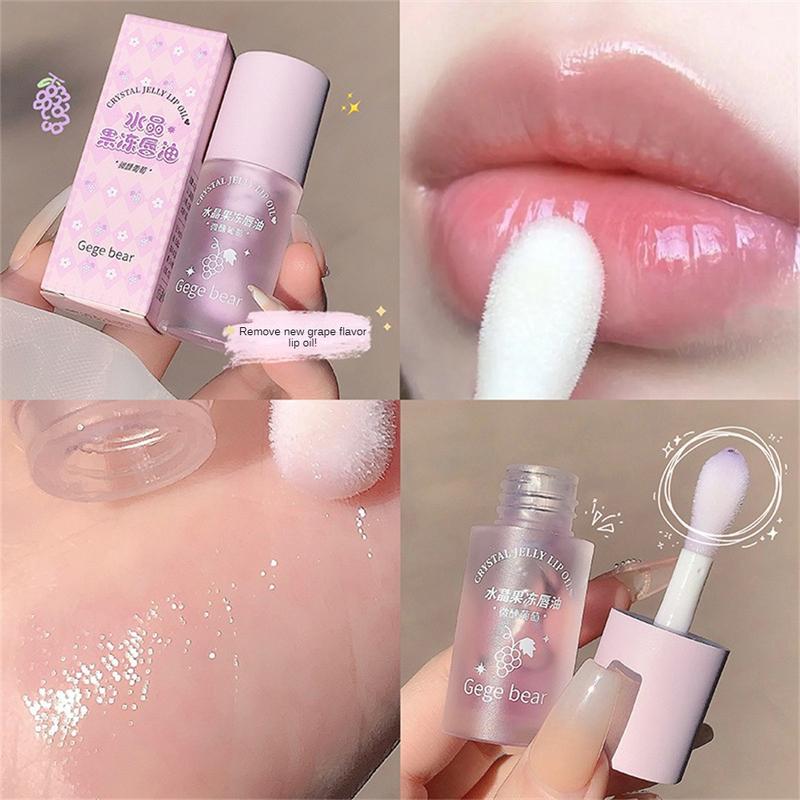 Gege Bear Long-lasting  Hydrating Lip Care Crystal Jelly Lip Oil Moisturizing Transparent Mirror Lip Gloss 3 flavour Optional 4