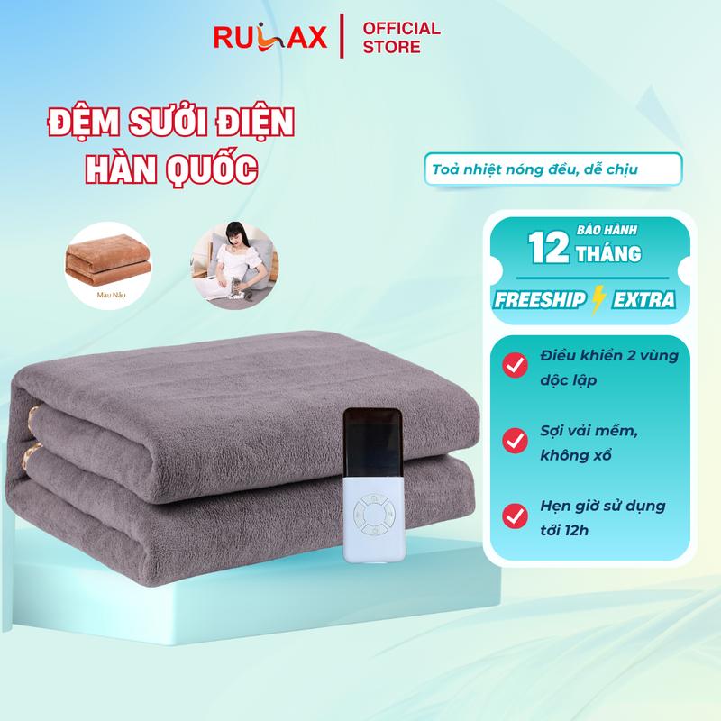 Chăn Điện, Đệm Điện Sưởi Ấm 2 Vùng Nhiệt Độc Lập Cao Cấp (Chất liệu bông cao cấp siêu mềm), Đệm Sưởi Ấm