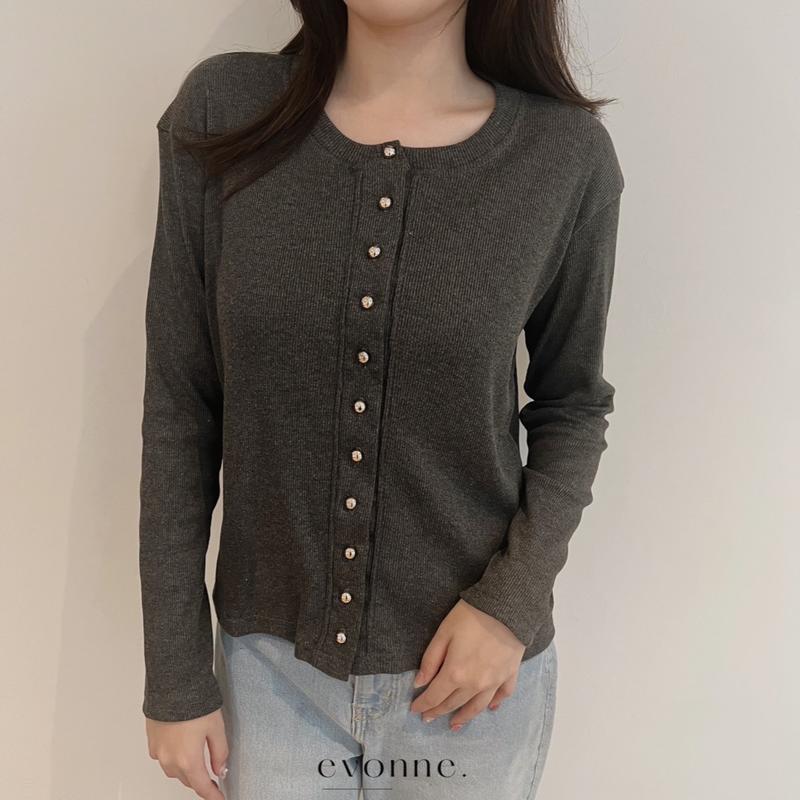EVONNE JiWonTop - Atasan Wanita Long Sleeve - Baju Lengan Panjang Wanita Knit Top Blouse  Soft Knitwear Lembut Tangan outer blouse bajuk ekin 1
