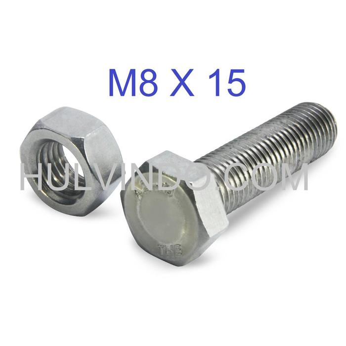 Gambar BAUT MUR HEX STAINLESS STEEL 304 M8 X 15 dari Toko Aneka Guna Tangerang Kota Tangerang Tokopedia