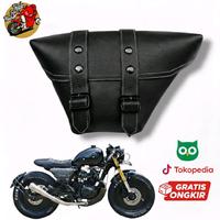 Gambar side bag sidebag motor classic cover bok boc aki kulit sintetis japs dari Triplesix Klasik Kota Bogor 1 Tokopedia